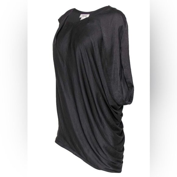 Helmut Lang Brown Satin Asymmetric Draped Blouse Top - Picture 2 of 11